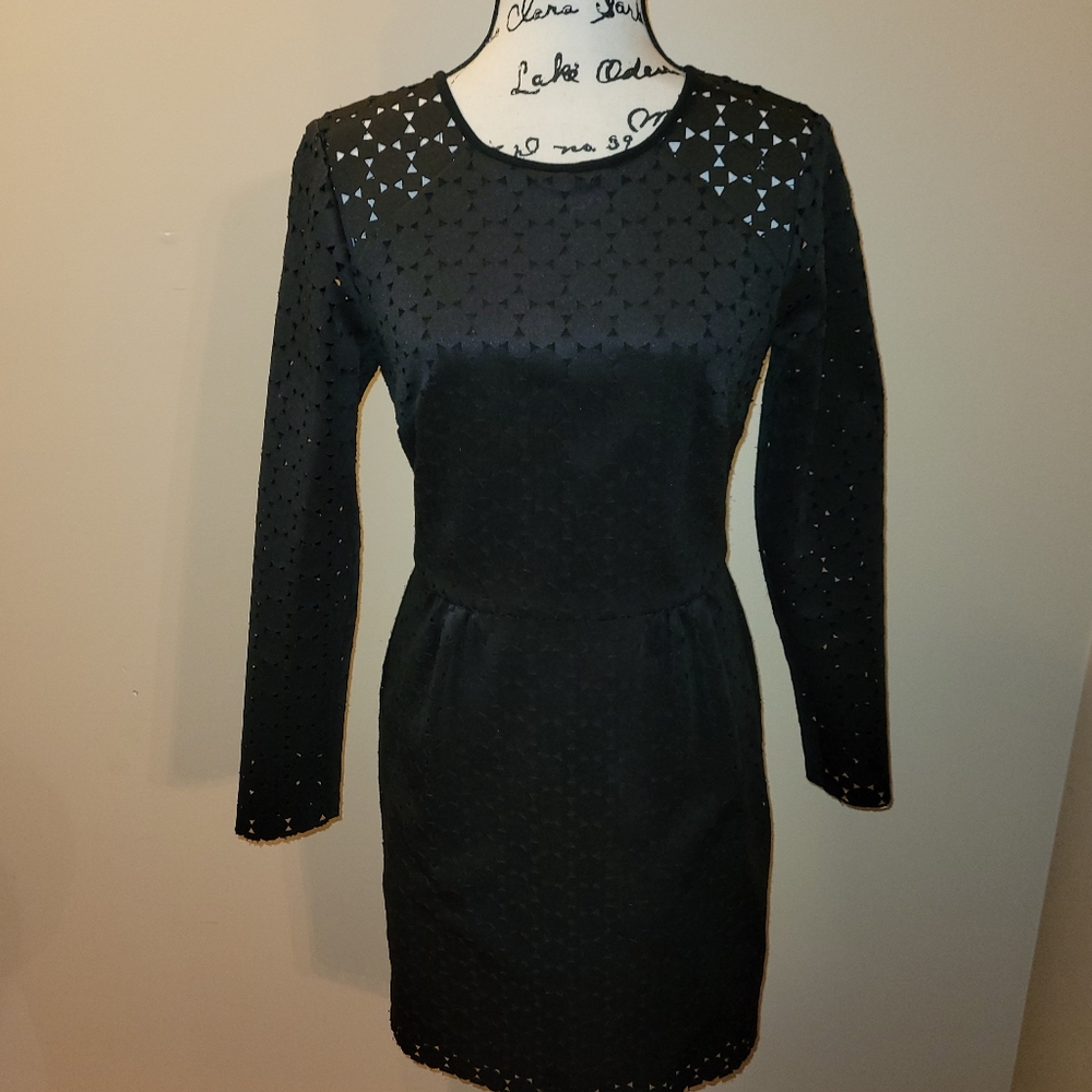Trina Turk Abilene Perforated Geo Scuba Long Sleeve Cocktail Holiday Dress Size4 - Picture 3 of 7